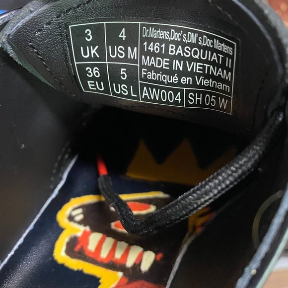Dr. Martens x Jean Michel Unisex Black Basquiat II 1461 Oxford Shoes Sz M4 W5